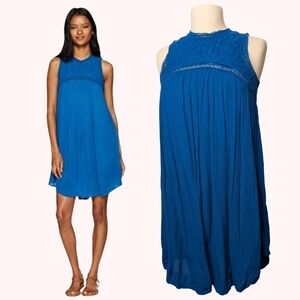 ⭐Volcom Dress Blue Eyelet Lace Draped Knee Length Size Small